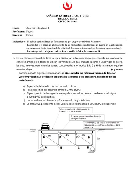 TF ANÁ Lisis Estructural 1 2021 02 ANÁLISIS ESTRUCTURAL 1 CI10