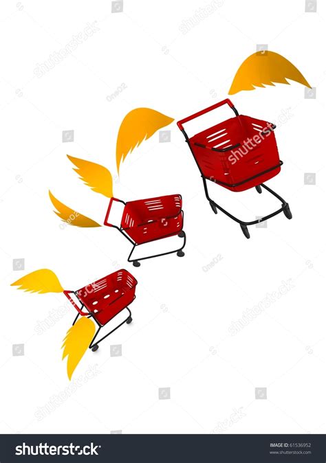 3d Render Concept Flying Shopping Carts Stock Illustration 61536952