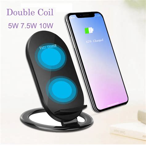 Double Coils Qi Wireless Charger 5w 75w 10w For Iphone 8 Plus X Xs Xr Samsung S8 Note 8 S6 S7