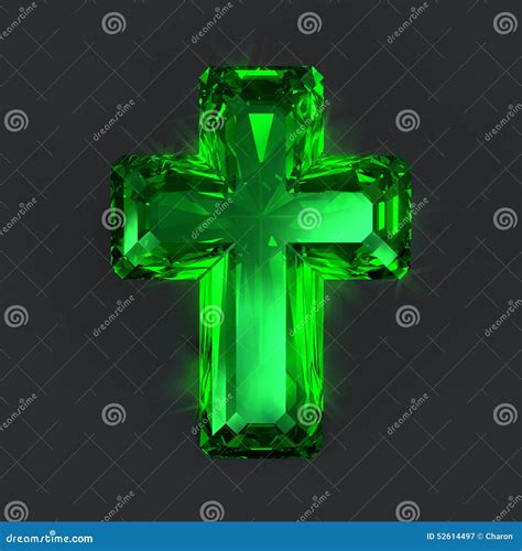 Green Sparkling Jewel Cross Isolated Stock Illustration Illustration