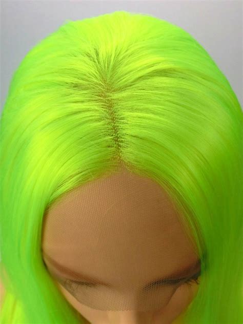 Neon Green Long Straight Lace Front Wig Synthetic Wigs Babalahair