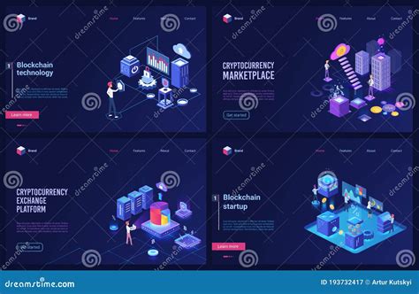 Blockchain Cryptocurrency Marketplace Technology Isometric Vector