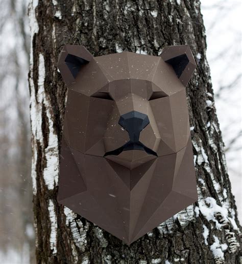 Papercraft 3D BEAR HEAD Pepakura Low Poly Paper Sculpture DIY Etsy UK