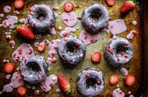 Chocolate Donuts With Strawberry Glaze