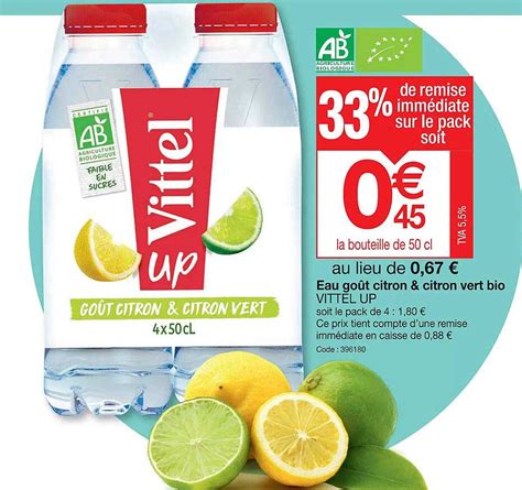 Promo Eau Goût Citron Citron Vert Bio Vittel Up chez Promocash