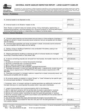 Fillable Online Dnr Wi Wisconsin Dnr Universal Waste Handler Inspection