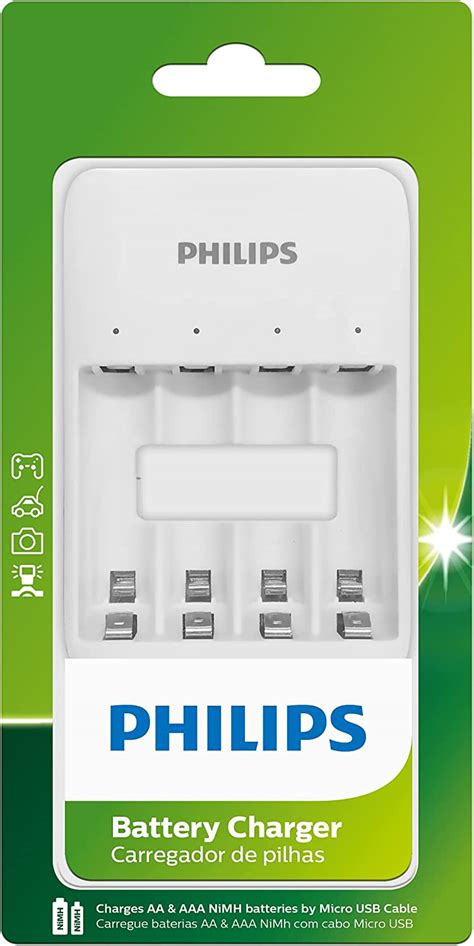 Carregador Philips de pilha recarregável AA e AAA via Micro USB