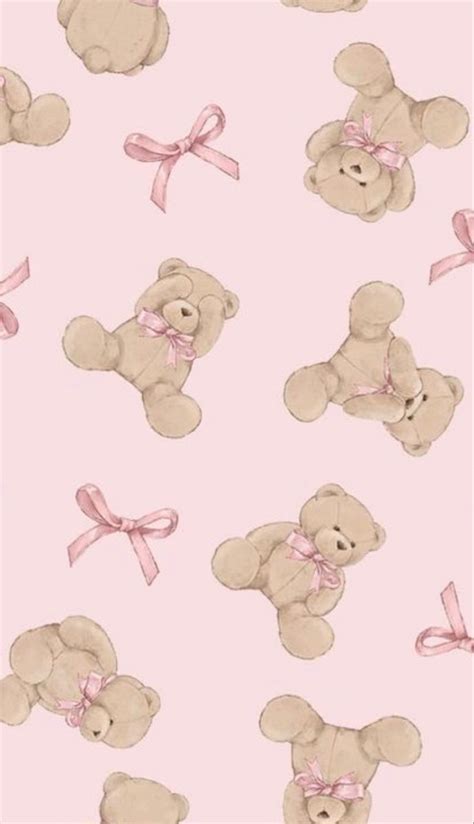 Cute Teddy Bear And Bow Iphone Wallpaper