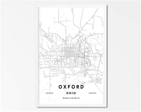 Oxford Ohio DIGITAL DOWNLOAD Map, Oxford Ohio Map, Oxford Ohio Map ...