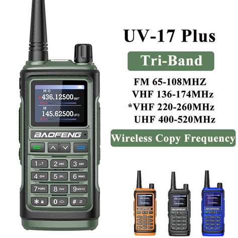 Baofeng UV 17 Plus Walkie Talkie 10W Tri Band Wireless Copy Frequency