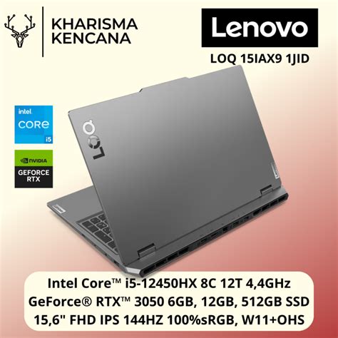 GAMING NOTEBOOK LENOVO LOQ 15IAX9 1JID I5 12450HX 12GB 512GB RTX3050