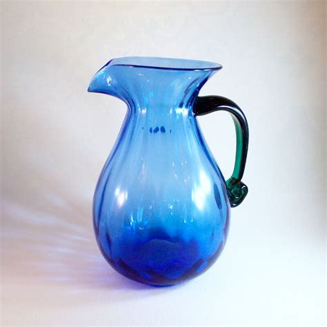 Blenko Art Glass Blue Pitcher The Abode Sc