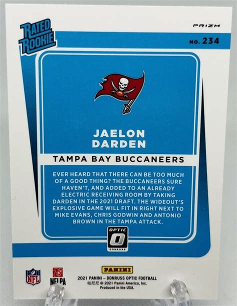 Jaelon Darden Panini Donruss Optic Rated Rookie Blue Scope Prizm