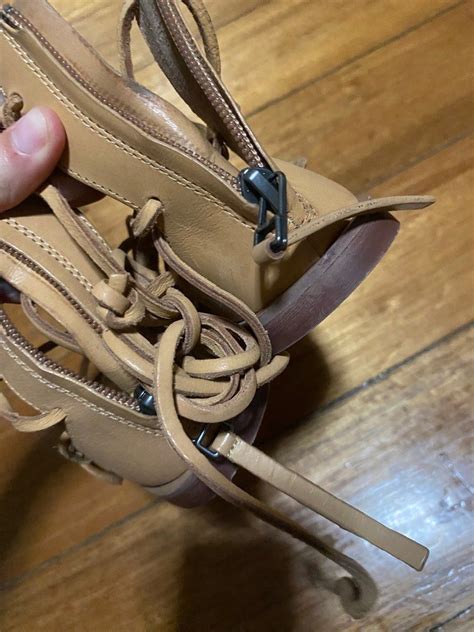 AUTH ZARA LEATHER ZIP BACK GLADIATOR STYLE FLATS SANDALS NUDE COLOR On Carousell