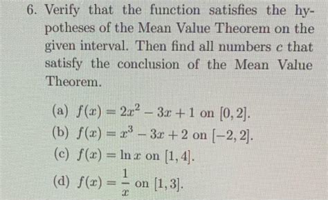 Solved Verify That The Function Satisfies The Hypotheses Of Chegg