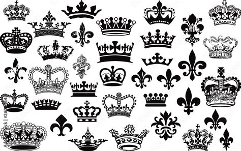 Crowns And Fleur De Lis Vector Set Stock Vector Adobe Stock