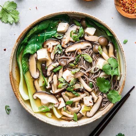 Bok Choy Wild Mushroom Soba Noodle Soup The Simple Veganista