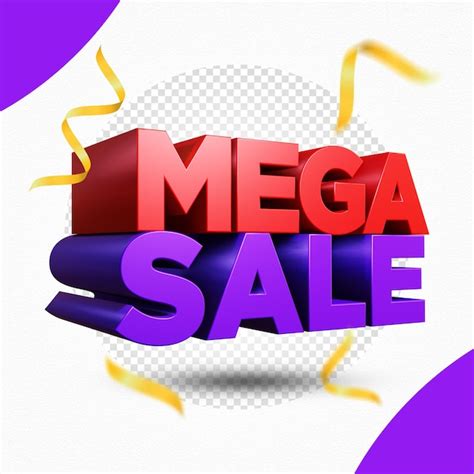 Premium PSD Mega Sale 3d Rendering Design Isolated