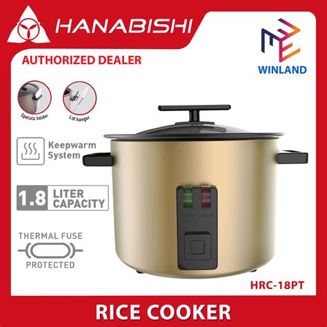 HANABISHI By Winland Automatic Rice Cooker 1 8L Serves 10 Cups Metallic