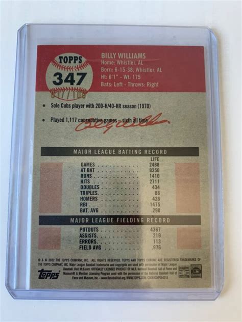 2022 Topps Chrome Platinum Anniversary Fuchsia Atomic Billy Williams