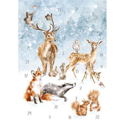 Winter Wonderland Christmas Woodland Animal Scene Advent Calendar By