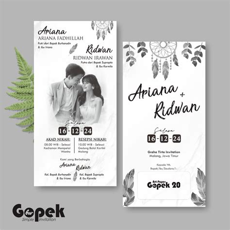 Jual UNDANGAN PERNIKAHAN SIMPLE - UNDANGAN NIKAH ELEGAN GOPEK BW ...