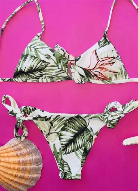Khaki Floral Swimsuit Bikini Triangle 11613 Parizianista Gr