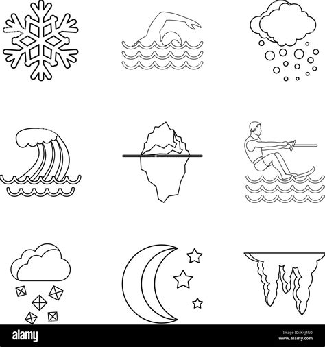 Flow Icons Set Outline Style Stock Vector Image And Art Alamy