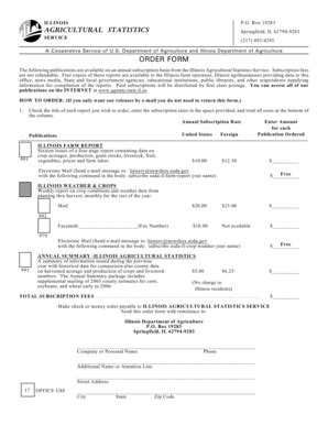 Fillable Online Nass Usda AGRICULTURAL STATISTICS ORDER FORM National