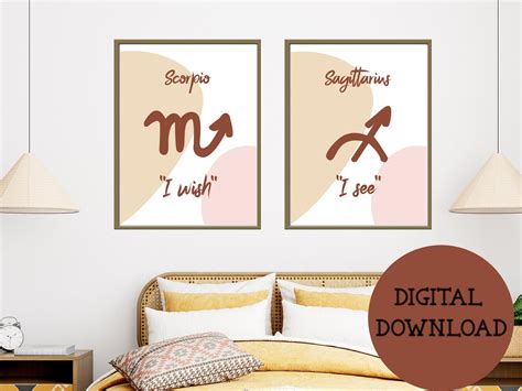 Zodiac Printable Poster 12pc Zodiac Sign Printable Wall Art Etsy