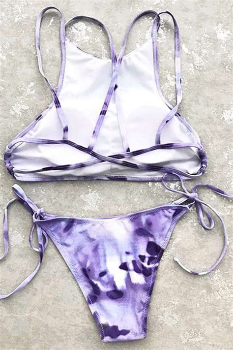 Purple Bubble Tank Bikini Set