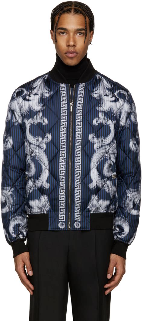 Versace Blouson aviateur matelassé bleu Medusa SSENSE France