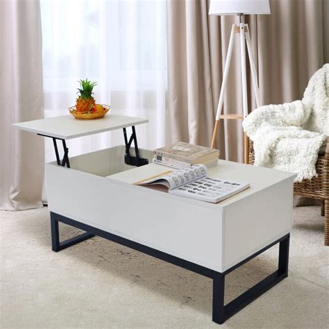 Global Pronex Coffee Table Computer Table White Color Steel Metel Legs Support Big Storage