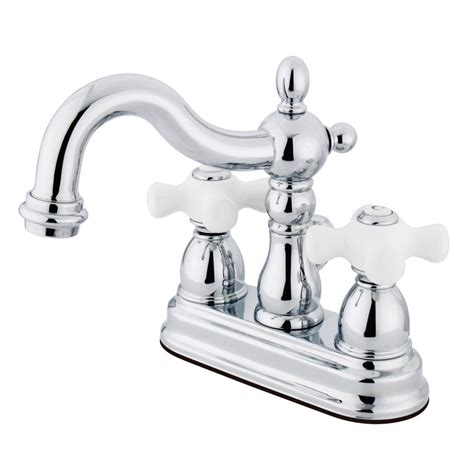 Kingston Brass Vintage Chrome 2 Handle 4 In Centerset Watersense Bathroom Sink Faucet With Drain