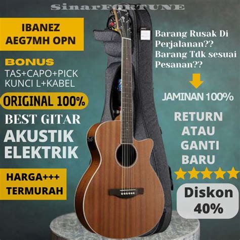 Promo Guitar Akustik Elektrik Listrik Ibanez AEG7mh Opn Open Pore