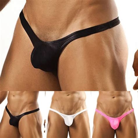 Mens Briefs Low Rise Bulge Pouch Thong T Back G String Bikini Underwear