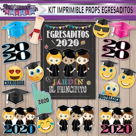 Photobooth Props Imprimible Egresados Graduacion Jardin