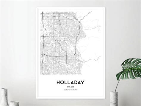 Holladay Map Print, Holladay Map Poster Wall Art, Ut City Map, Utah ...