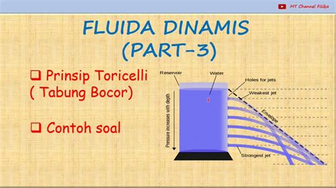 PRINSIP TORICELLY FLUIDA DINAMIS PART 3 PENERAPAN HUKUM BERNOULLI