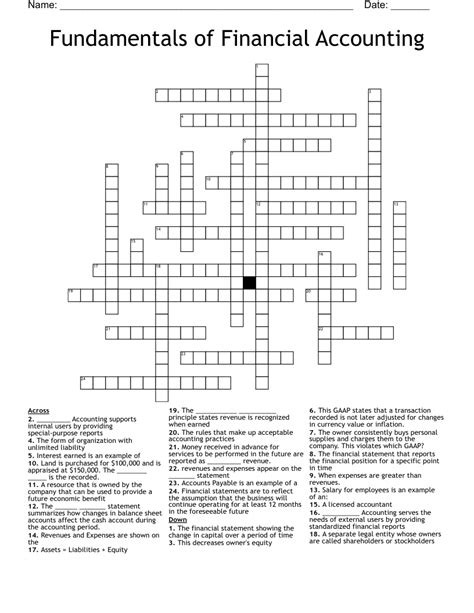 Introduction To Accounting Crossword WordMint