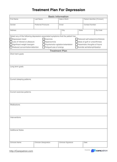 Treatment Plan For Depression Template & Example | Free PDF Download