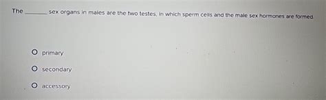 Solved The Sex Organs In Males Are The Two Testes In Chegg