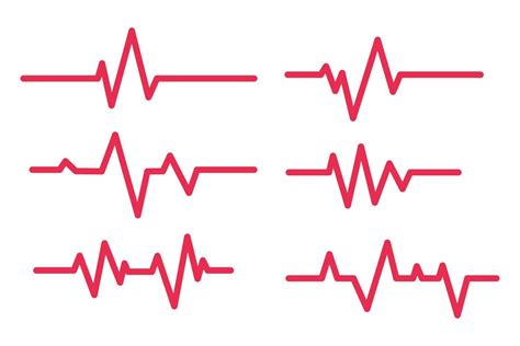 Seis Líneas De Latidos Del Corazón De Ecg Colección Roja 18881928 Vector En Vecteezy