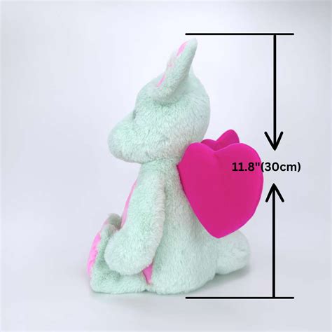 Cute Green Dragon Plush With Pink Heart Wings Plushthis Plushies