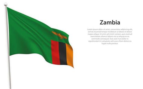 Ondeando La Bandera De Zambia Sobre Fondo Blanco Plantilla Para El