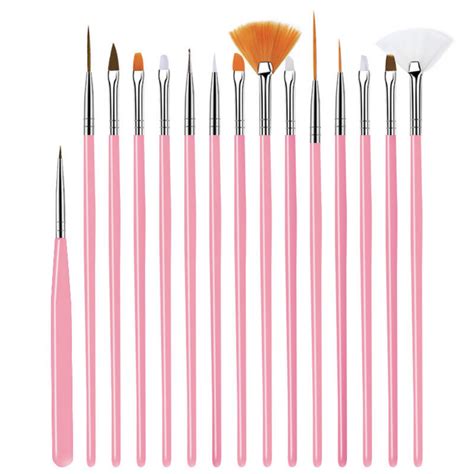 Nail art brush set - 15pc (Pink) - i-Spa