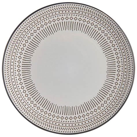 Wilko Black And White Pad Print Dinner Plate Wilko