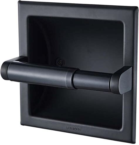 Forious Matte Black Toilet Paper Holder Black Recessed