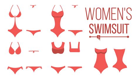 Swimsuit Design Set Vector Fashion Bikini Summer Beach Clothing Underwear Female Stylish