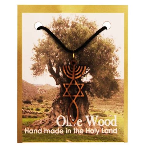 Buy Pack Of Olive Wood Grafted In Messianic Symbol Pendants